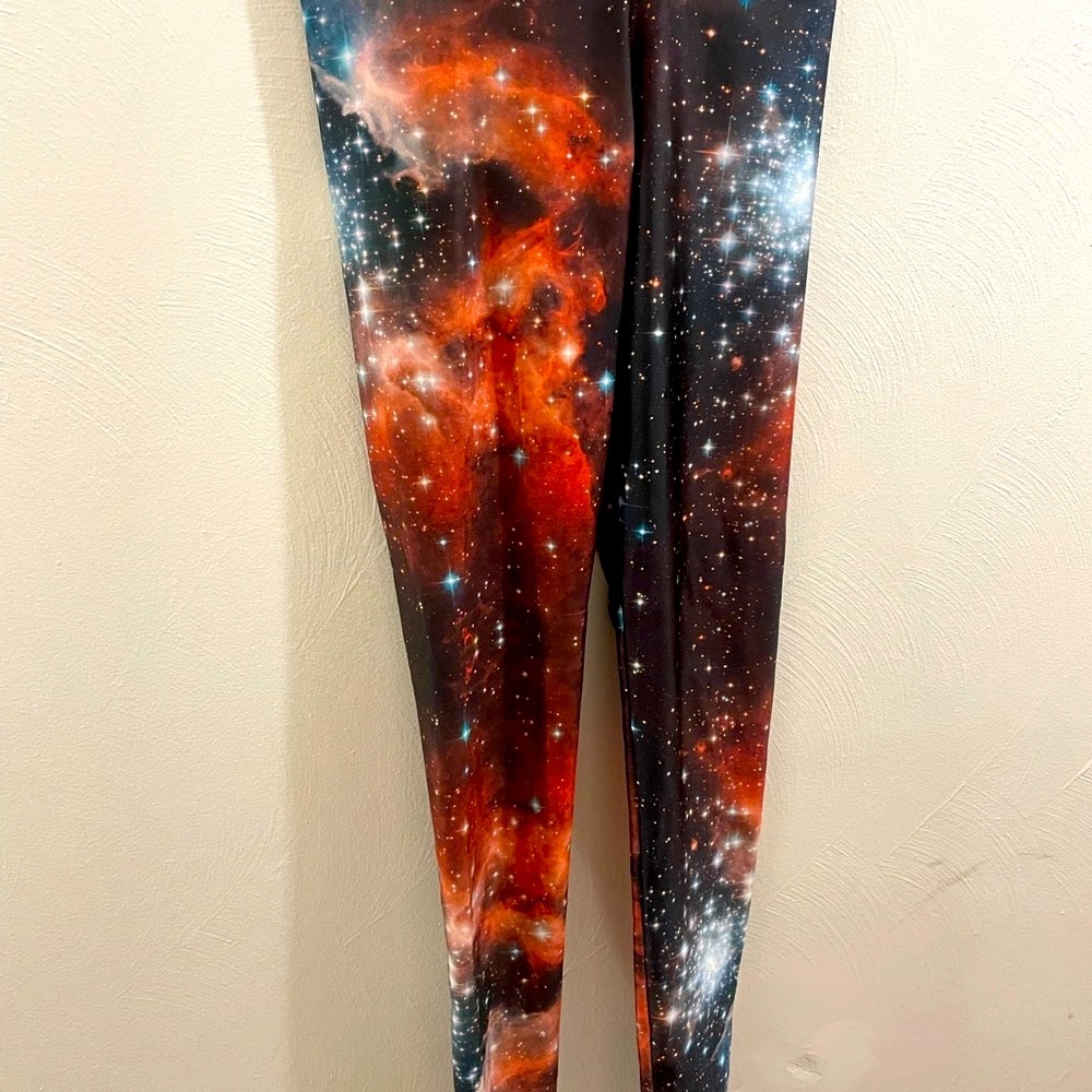 Blackmilk Red Galaxy Print Leggings XS